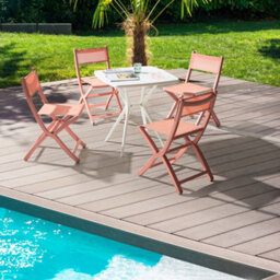 Wyld And Coco Novagarden Coral Plastic Dining Chairs Set Of 4 - Stackable, Foldable, Compact Outdoor Seating - thumbnail 2
