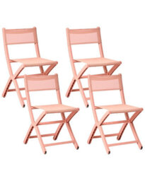 Wyld And Coco Novagarden Coral Plastic Dining Chairs Set Of 4 - Stackable, Foldable, Compact Outdoor Seating - thumbnail 3