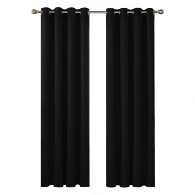 Deconovo Ring Top Curtains Eyelet Blackout Curtains Thermal Curtians For Kids Bedroom Black 42 X 63 Inch 2 Panels - image 1