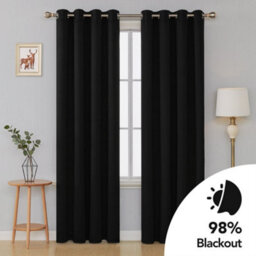 Deconovo Ring Top Curtains Eyelet Blackout Curtains Thermal Curtians For Kids Bedroom Black 42 X 63 Inch 2 Panels - thumbnail 2