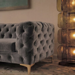 Monaco Chesterfield 3 Seater Chaise Sofa Grey Velvet L Shaped Corner Chaise- Left Hand Deep Buttoned Upholstery Couch Lounge - thumbnail 2