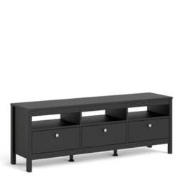 Furniture To Go Madrid Tv-Unit 3 Drawers In Matt Black - thumbnail 1