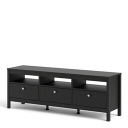 Furniture To Go Madrid Tv-Unit 3 Drawers In Matt Black - thumbnail 3