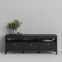 Furniture To Go Madrid Tv-Unit 3 Drawers In Matt Black - thumbnail 6