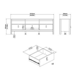Furniture To Go Madrid Tv-Unit 3 Drawers In Matt Black - thumbnail 9