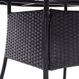 Living And Home Retro Round Garden Wicker Rattan Tempered Glass Top Outdoor Patio Dinging Table With Parasol Hole, Black 105 Cm - thumbnail 6