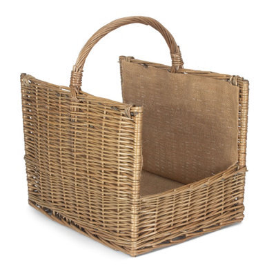 Red Hamper W035 Wicker Antique Wash Open End Log Basket - image 1