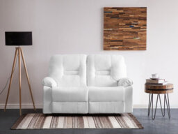 Beliani Manual Recliner Sofa 2 Seater Bergen Faux Leather White - thumbnail 2