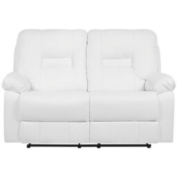 Beliani Manual Recliner Sofa 2 Seater Bergen Faux Leather White - thumbnail 5