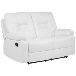 Beliani Manual Recliner Sofa 2 Seater Bergen Faux Leather White - thumbnail 6