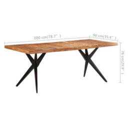 Berkfield Dining Table 200X90X76 Cm Solid Acacia Wood - thumbnail 6