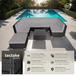 Tectake Garden Furniture Venice - Set For 6 To 7 People, Outdoor Sofas, Table And Stool  - Black/grey - thumbnail 2