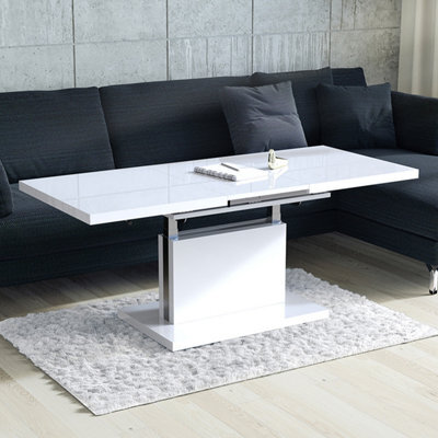 Heze Furniture Astrid 70 - 2 In 1 Extending Coffee / Dining Table - White Gloss - image 1