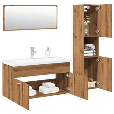 Berkfield 4 Piece Bathroom Furniture Set Artisan Oak Engineered Wood - image 1