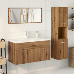 Berkfield 4 Piece Bathroom Furniture Set Artisan Oak Engineered Wood - thumbnail 3