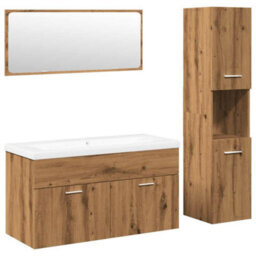 Berkfield 4 Piece Bathroom Furniture Set Artisan Oak Engineered Wood - thumbnail 2