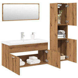 Berkfield 4 Piece Bathroom Furniture Set Artisan Oak Engineered Wood - thumbnail 1