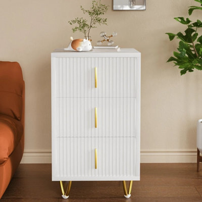 3Drawers Cabinet Bedside Table Bedroom Furniture Storage Nightstand Shelf - image 1