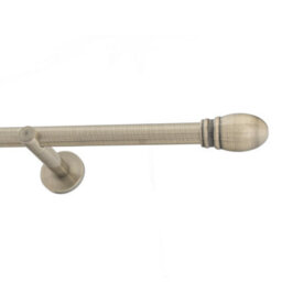 Toolty Antique Brass Metal Curtain Pole 19mm With Finials Rod Modern Brackets Oval 350Cm