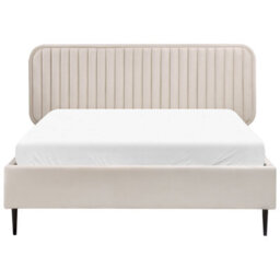 Beliani Bed Velvet Brin 140 X 200 Cm (Eu Double) Beige - thumbnail 5