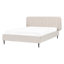 Beliani Bed Velvet Brin 140 X 200 Cm (Eu Double) Beige - thumbnail 1