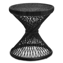 Orsina Twist Design Black Finished Twisted Table, Sustainable Rattan Coffee Table, Durable Small Table For Bedroom