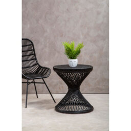 Orsina Twist Design Black Finished Twisted Table, Sustainable Rattan Coffee Table, Durable Small Table For Bedroom - thumbnail 4