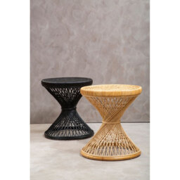 Orsina Twist Design Black Finished Twisted Table, Sustainable Rattan Coffee Table, Durable Small Table For Bedroom - thumbnail 3