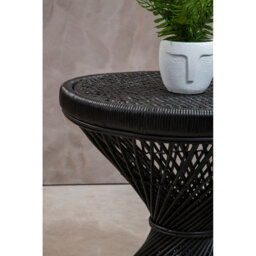 Orsina Twist Design Black Finished Twisted Table, Sustainable Rattan Coffee Table, Durable Small Table For Bedroom - thumbnail 6