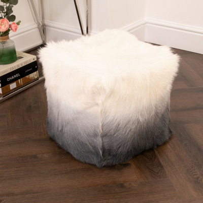 Native Natural Genuine Goatskin Ombre Pouf - Cover Only