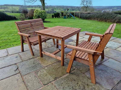 Churnet Valley Garden Furniture Ltd Valley 4 Seat Set 2X2B Table - Timber - L99 X W113 X H95 Cm - Garden Furniture - Minimal Assembly Required - image 1