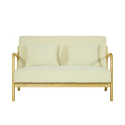 Nordlys 2-Seater Sofa Bench In Solid Wood And Beige Velvet Countryside Style Living Room - thumbnail 7