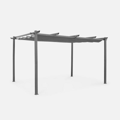 Sweeek - 3X4M Aluminium Pergola With Retractable Roof Isla Grey 394X298X222 Cm - image 1