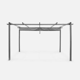 Sweeek - 3X4M Aluminium Pergola With Retractable Roof Isla Grey 394X298X222 Cm - thumbnail 4