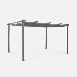 Sweeek - 3X4M Aluminium Pergola With Retractable Roof Isla Grey 394X298X222 Cm - thumbnail 1