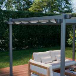 Sweeek - 3X4M Aluminium Pergola With Retractable Roof Isla Grey 394X298X222 Cm - thumbnail 7