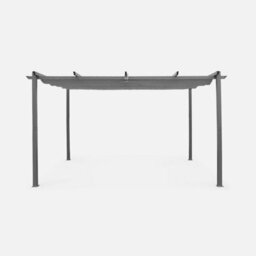 Sweeek - 3X4M Aluminium Pergola With Retractable Roof Isla Grey 394X298X222 Cm - thumbnail 2