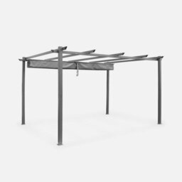 Sweeek - 3X4M Aluminium Pergola With Retractable Roof Isla Grey 394X298X222 Cm - thumbnail 3