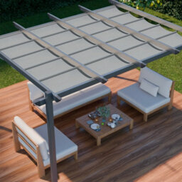 Sweeek - 3X4M Aluminium Pergola With Retractable Roof Isla Grey 394X298X222 Cm - thumbnail 8