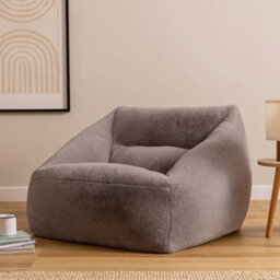 Icon Natalia Rabbit Faux Fur Armchair Bean Bag, Light Grey