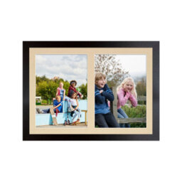 AK Frames 20X14 Matte Black Modern Multi Photo Frame With Ivory Mount - Holds 2 Apertures (2X) A4 Photos - thumbnail 1