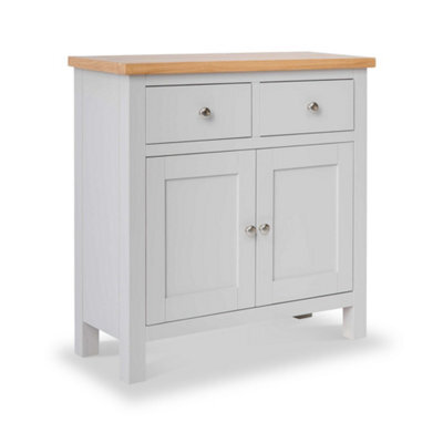Farro Grey Mini Sideboard Fully Assembled - Painted With Oak Top By Roseland Furniture - image 1