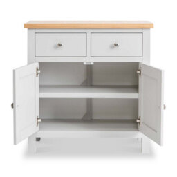 Farro Grey Mini Sideboard Fully Assembled - Painted With Oak Top By Roseland Furniture - thumbnail 4