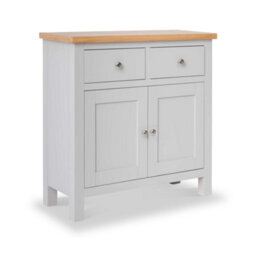 Farro Grey Mini Sideboard Fully Assembled - Painted With Oak Top By Roseland Furniture - thumbnail 1