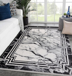 RugsX Modern Carpet Tuls Structural, Fringe 51210 Marble Anthracite 240X330 Cm - thumbnail 4