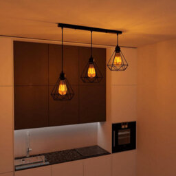 Vintage Industrial 3 Way Ceiling Pendant Light  Black Diamond Cage Design - thumbnail 6