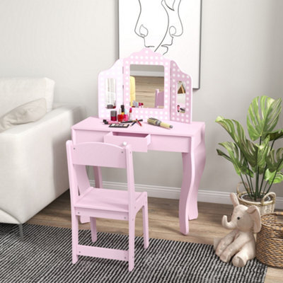 Aiyaplay Kids Dressing Table Set Make Up W/ Stool, Drawer, For Playroom - image 1