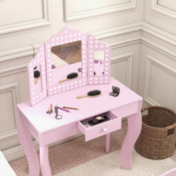 Aiyaplay Kids Dressing Table Set Make Up W/ Stool, Drawer, For Playroom - thumbnail 8