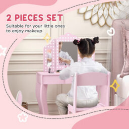 Aiyaplay Kids Dressing Table Set Make Up W/ Stool, Drawer, For Playroom - thumbnail 4