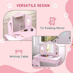 Aiyaplay Kids Dressing Table Set Make Up W/ Stool, Drawer, For Playroom - thumbnail 5